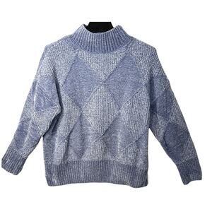 Christian Siriano Sweater Womens Size L Blue Long Sleeve Pullover Mock Neck Soft